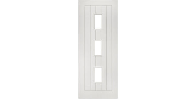 Deanta Ely White Primed 3 Light Glazed Internal Door