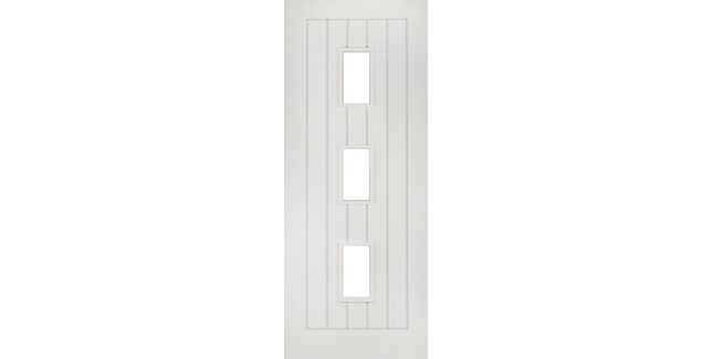 Deanta Ely 5 Panel White Primed 3 Centre Light Glazed FD30 Fire Door