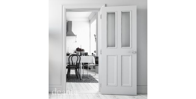 Deanta Rochester Classic Panel White Primed 2 Light Glazed Internal Door