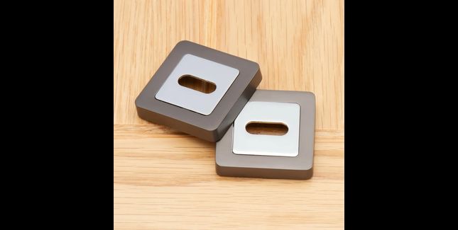 Deanta Square Rose Keyhole Escutcheons - Pair (Chrome/Matt Satin Black)