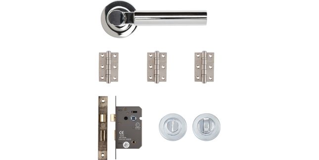 Deanta Arcadia Polished Chrome Bathroom Door Handle Kit