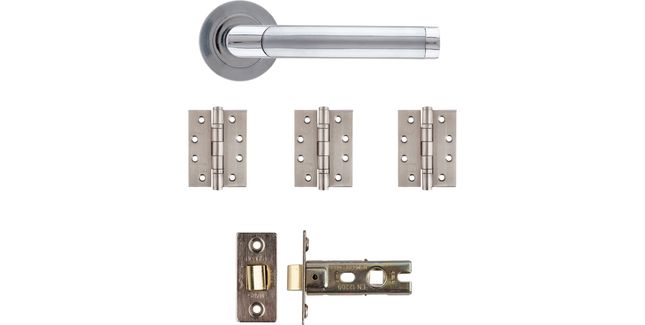 Deanta Augustus Matt Polished Chrome Latch Door Handle Kit