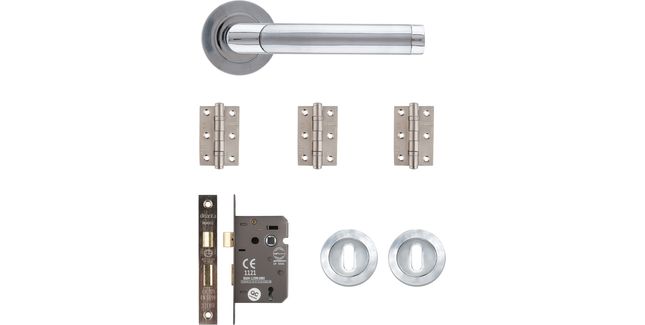 Deanta Augustus Matt Polished Chrome Mortice Door Handle Kit