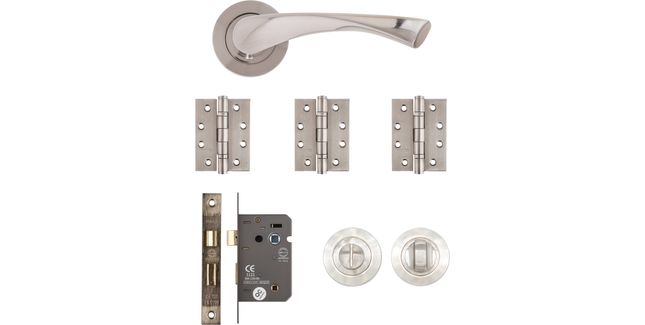 Deanta Fortuna Satin Finish Bathroom Door Handle Pack