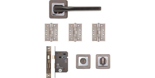 Deanta Hadrian Matt Satin Black Bathroom Door Handle Kit