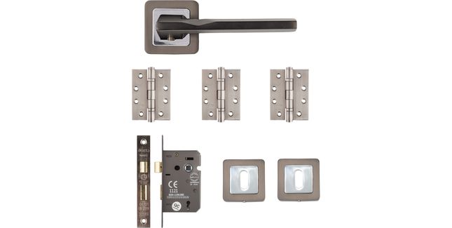 Deanta Hadrian Matt Satin Black Mortice Door Handle Kit