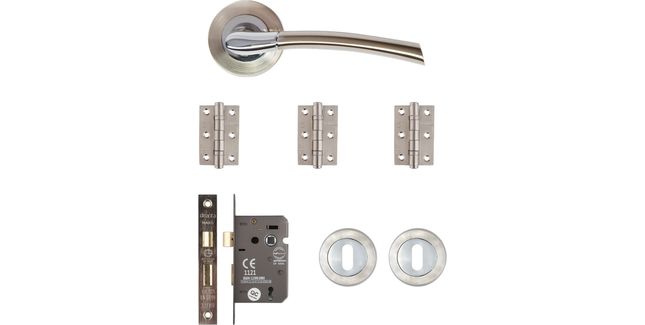 Deanta Hera Satin Nickel Chrome Mortice Door Handle Kit