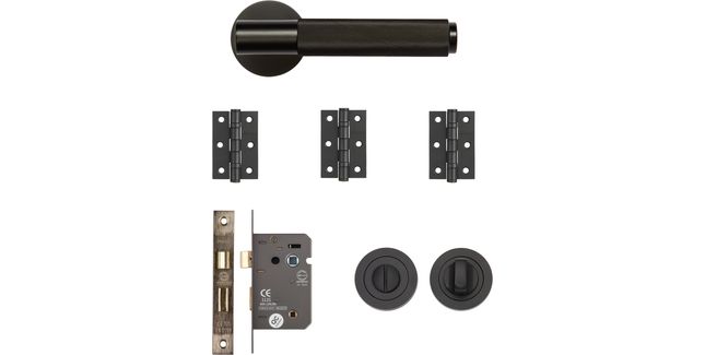 Deanta Sparta Matt Black Bathroom Door Handle Kit