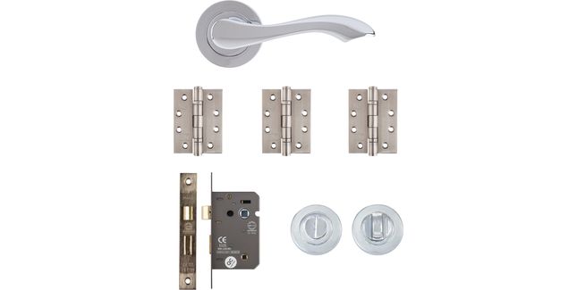 Deanta Veritas Polished Chrome Bathroom Door Handle Kit