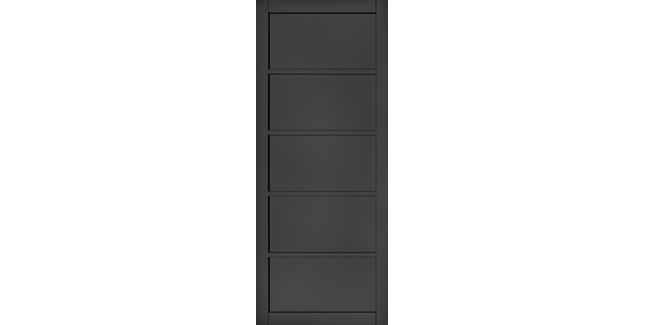 Deanta Shoreditch Modern 5 Panel Pre-Finished Black Internal Door
