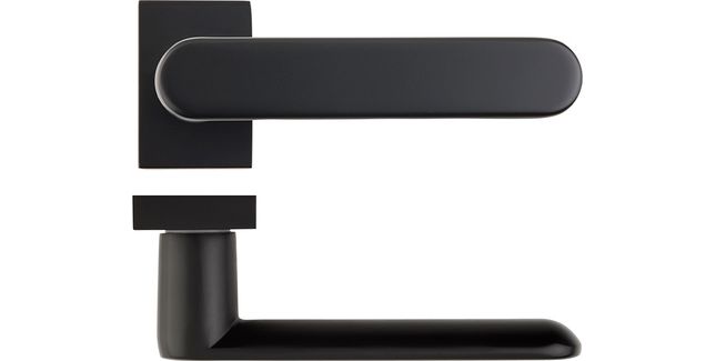 Deanta Juno Matt Black Urban Door Handle on Rectangle Rose