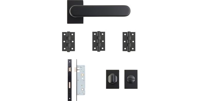 Deanta Juno Matt Black Bathroom Door Handle Kit