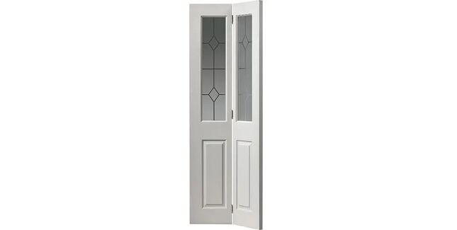 JB Kind Canterbury Grained White Primed Glazed Bi-fold Door