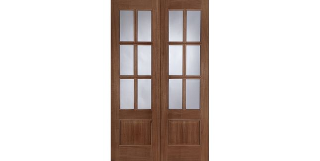 Mendes Ext Hardwood Hampstead With Clear Double Glass Unfinished - 1981mm x 1220mm x 44mm (78 x 48 inch)
