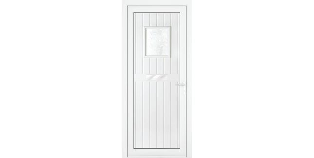 Crystal uPVC Front Door Small Square Glass Chatsworth White Obscure Glass - 920mm x 2090mm x 70mm (36.2" x 82.3")