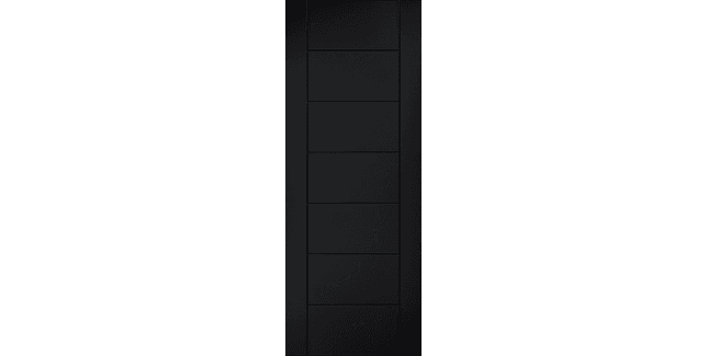 LPD Linear Modern 7 Panel Pre-Finished Black Laminate FD30 Fire Door