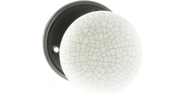 Old English Skipton Porcelain White Crackle Door Knob on Face Fix Rose
