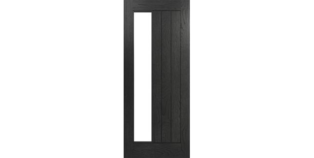 Deanta Ely Brushed Black Oak 1 Light Glazed Internal Door