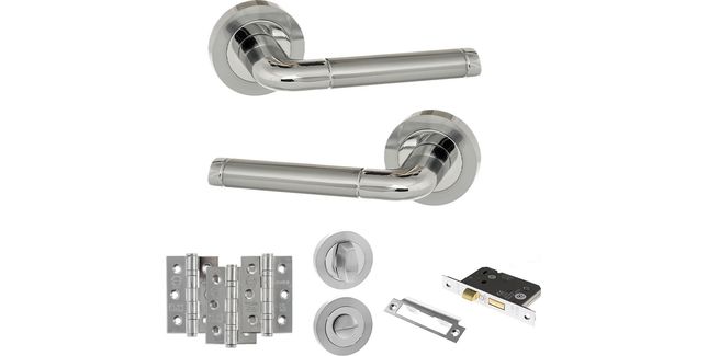 Eco Ocean Door Handle Pack - Bathroom Set (Satin Chrome/Polished Chrome)