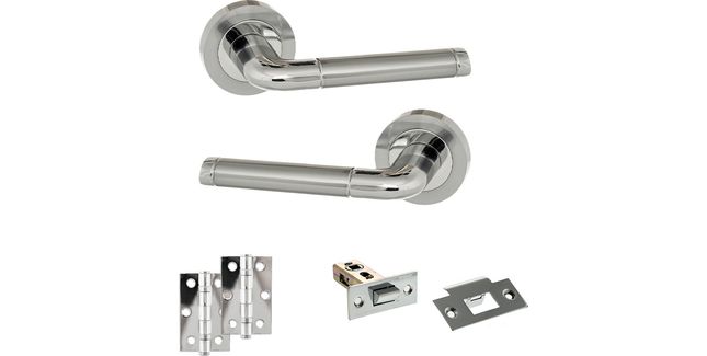 Eco Ocean Door Handle Pack - Latch Set (Satin Chrome/Polished Chrome)