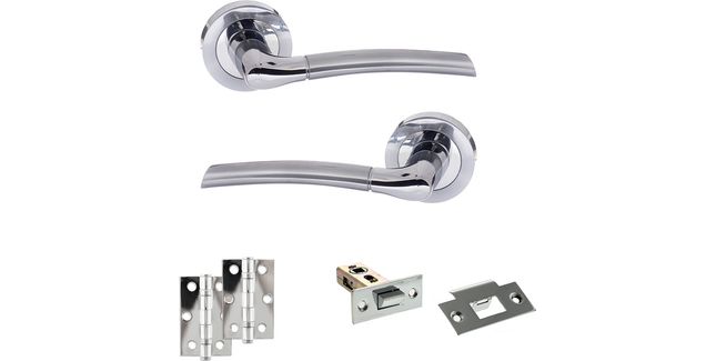Eco Swell Door Handle Pack - Latch Set (Satin Chrome/Polished Chrome)
