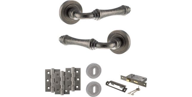 Old English Durham Door Handle Pack - 3 Lever Lock Set