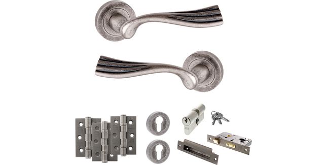 Old English Richmond Door Handle Pack - Euro Lock Set