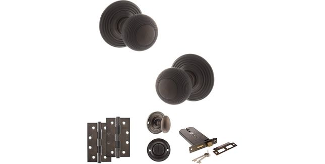 Old English Ripon Door Knob Pack - Lock Set