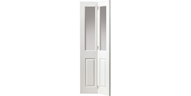 JB Kind Canterbury Clear Glazed White Primed Bi-fold Internal Door