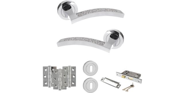 Senza Pari Crystal Door Handle Pack (3 Lever Lock Set)