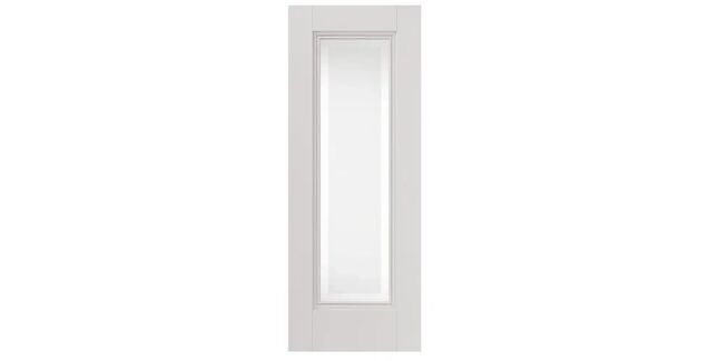 JB Kind Belton 1 Light Etched Glazed White Primed Internal Door