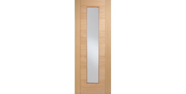 Door Giant Horizontal 5 Panel V Groove Long Light Glazed Oak Door