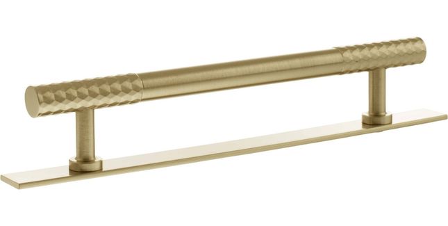 Millhouse Brass Chrysler Diamond T-Bar Cabinet Pull Handle on Backplate