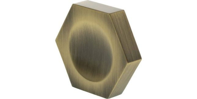 Millhouse Brass Pennington Hexagonal Finger Pull Cabinet Knob Handle