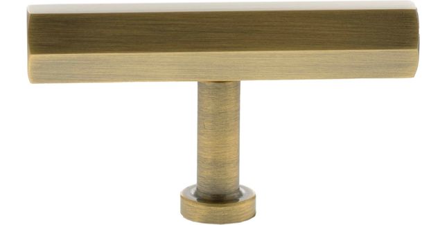 Millhouse Brass Pennington Hexagonal T-Bar Cabinet Knob Handle