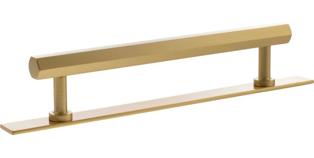 Millhouse Brass Pennington Hexagonal T-Bar Cabinet Pull Handle on Backplate