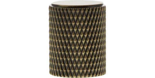 Millhouse Brass Eiffel Knurled Cylinder Cabinet Knob Handle