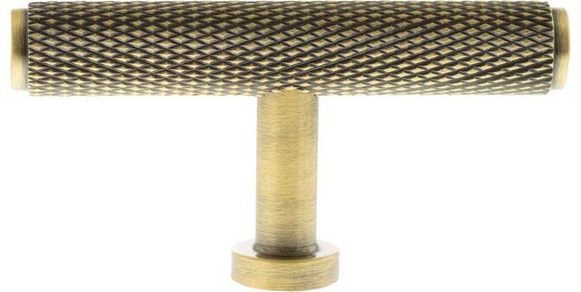 Millhouse Brass Eiffel Knurled T-Bar Cabinet Knob Handle