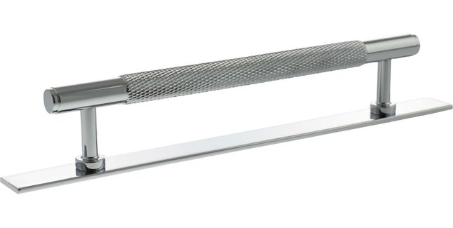 Millhouse Brass Eiffel Knurled T-Bar Cabinet Pull Handle on Backplate