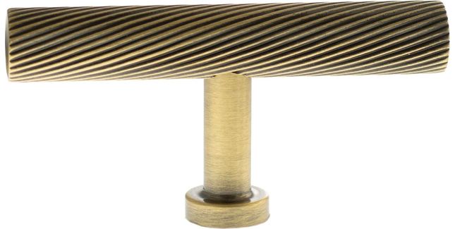 Millhouse Brass Paddington Spiral T-Bar Cabinet Knob Handle