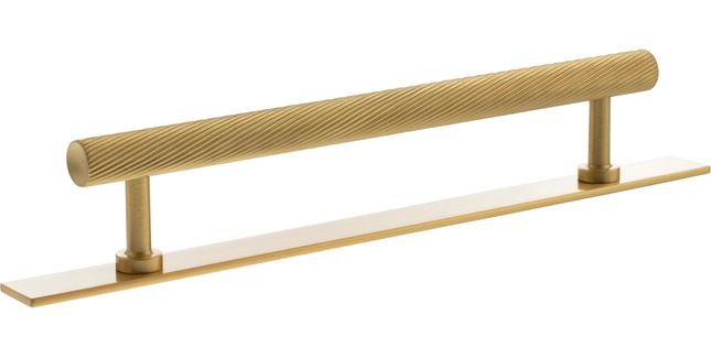 Millhouse Brass Paddington Spiral T-Bar Cabinet Pull Handle on Backplate