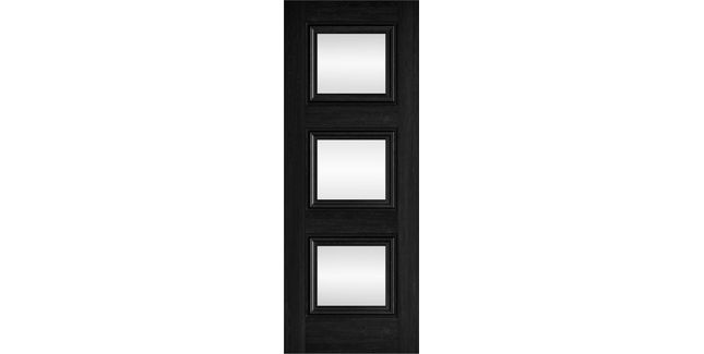 JB Kind Kedleston Black 3 Panel  Glazed Laminate Internal Door