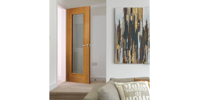 JB Kind Palomino Finished Oak Clear Glazed Internal Door