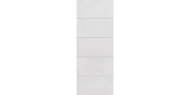 JB Kind 4 Line Grooved Moulded White Primed Internal Door