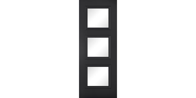 LPD Antwerp 3 Light Clear Glazed Black Primed Internal Door