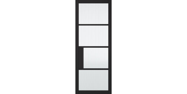LPD Chelsea 4 Light Reeded Glazed Black Primed Internal Door