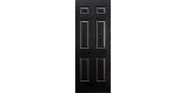 LPD Colonial 6 Panel Pre-Finished Black Composite Front Door