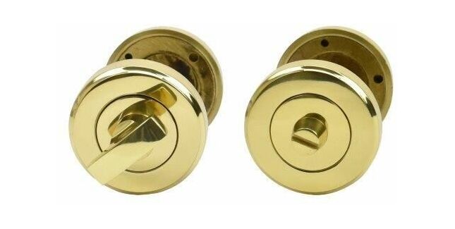 Turn & Release Bathroom Lock (Polished Brass)