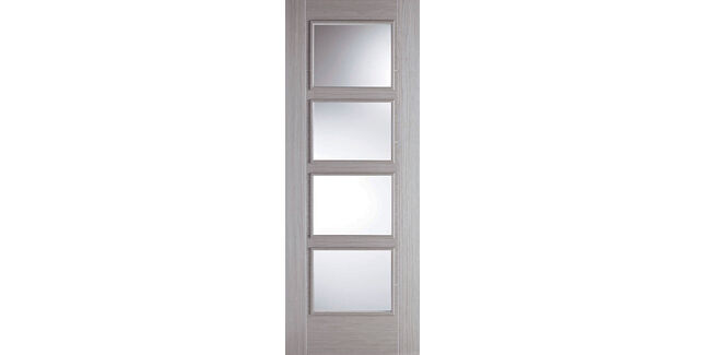 LPD Vancouver Pre-Finished Light Grey Glazed Clear Glass 4 Light FD30 Internal Fire Door