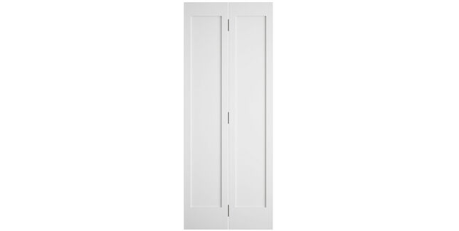 White Primed Shaker-Style 2 Panel Bi-Fold Door